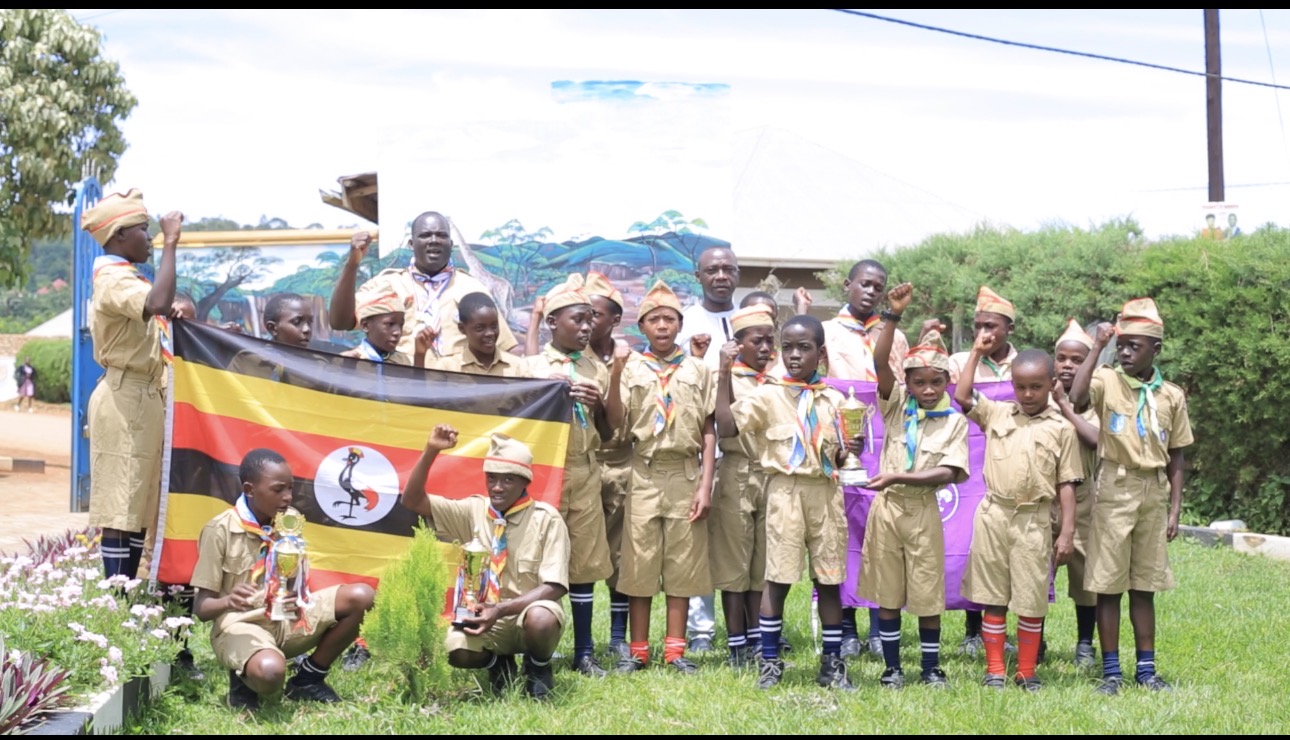 Male Scouts posing for there Assembly 4